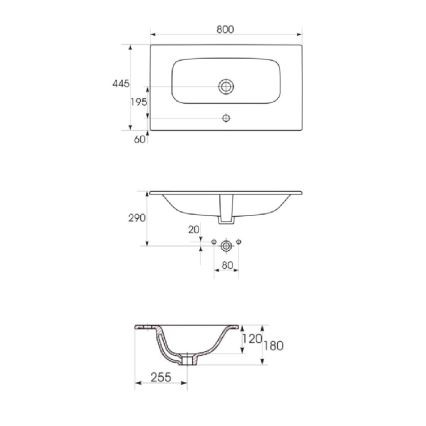 Cersanit S801-538 - NIKO väggmonterat badrumsskåp med tvättställ 80x45 cm, vit