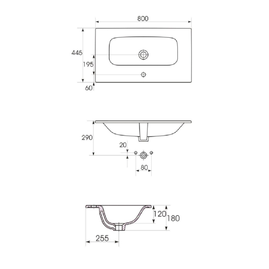 Cersanit S801-538 - NIKO väggmonterat badrumsskåp med tvättställ 80x45 cm, vit