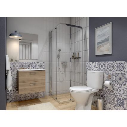 Cersanit S801-539 - Väggmonterad badrumskommod med tvättställ NIKO 80x45 cm valnöt