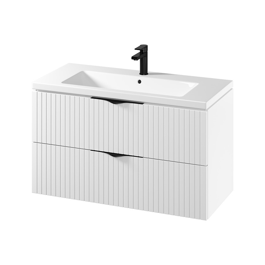 Cersanit S801-542 - Vägghängd badrumskommod med tvättställ TIRSO 100x60x45 cm vit
