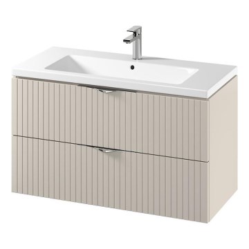 Cersanit S801-548 - Väggmonterat badrumsskåp med tvättställ TIRSO 100x60x45 cm beige