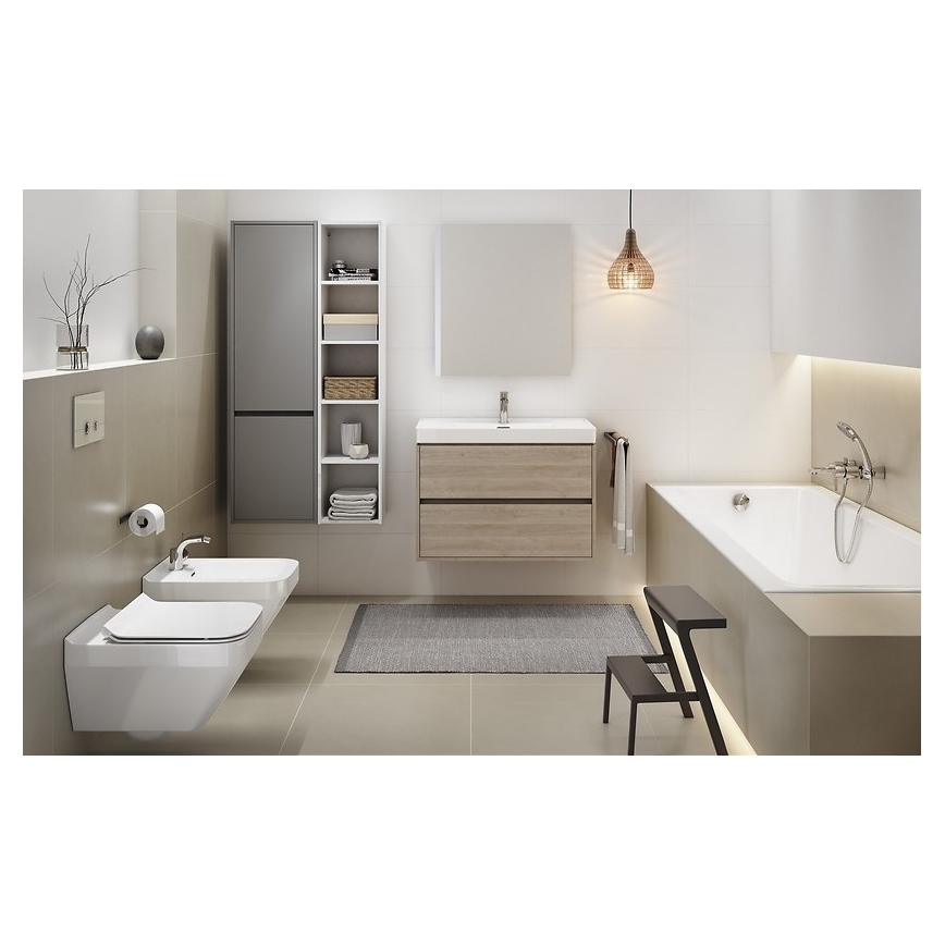 Cersanit S924-008 - Vägghängd badrumskommod för handfat CREA 60x54x45 cm ek