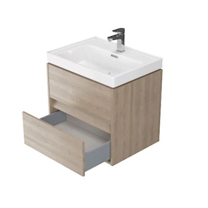 Cersanit S924-008 - Vägghängd badrumskommod för handfat CREA 60x54x45 cm ek