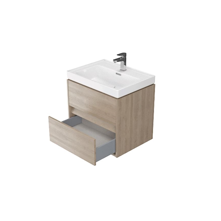 Cersanit S924-008 - Vägghängd badrumskommod för handfat CREA 60x54x45 cm ek