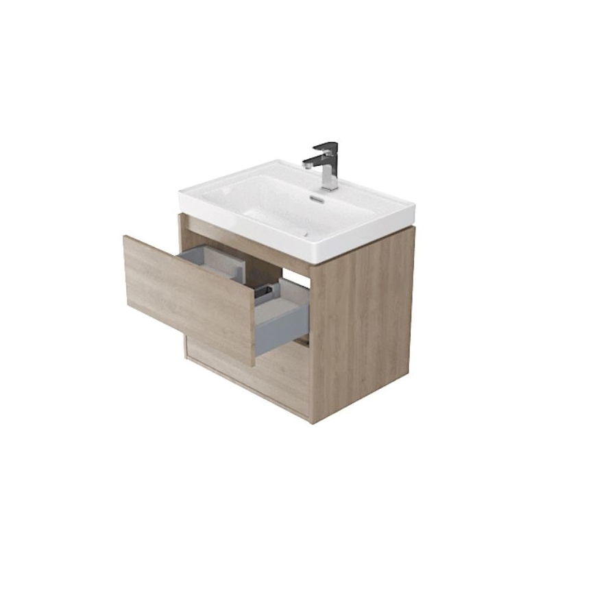 Cersanit S924-008 - Vägghängd badrumskommod för handfat CREA 60x54x45 cm ek
