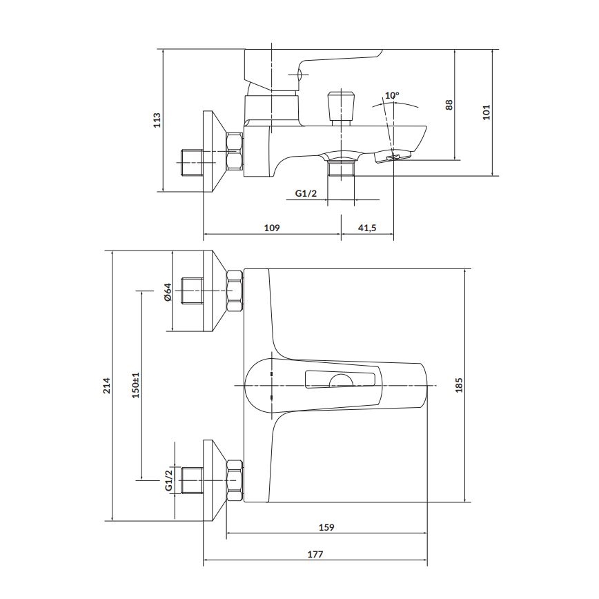 Cersanit S951-009 - Kran till badkar MILLE svart/skinande krom