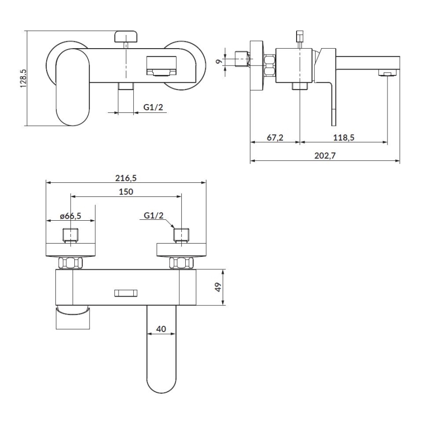 Cersanit S951-309 - Kran till badkar CREA nickel