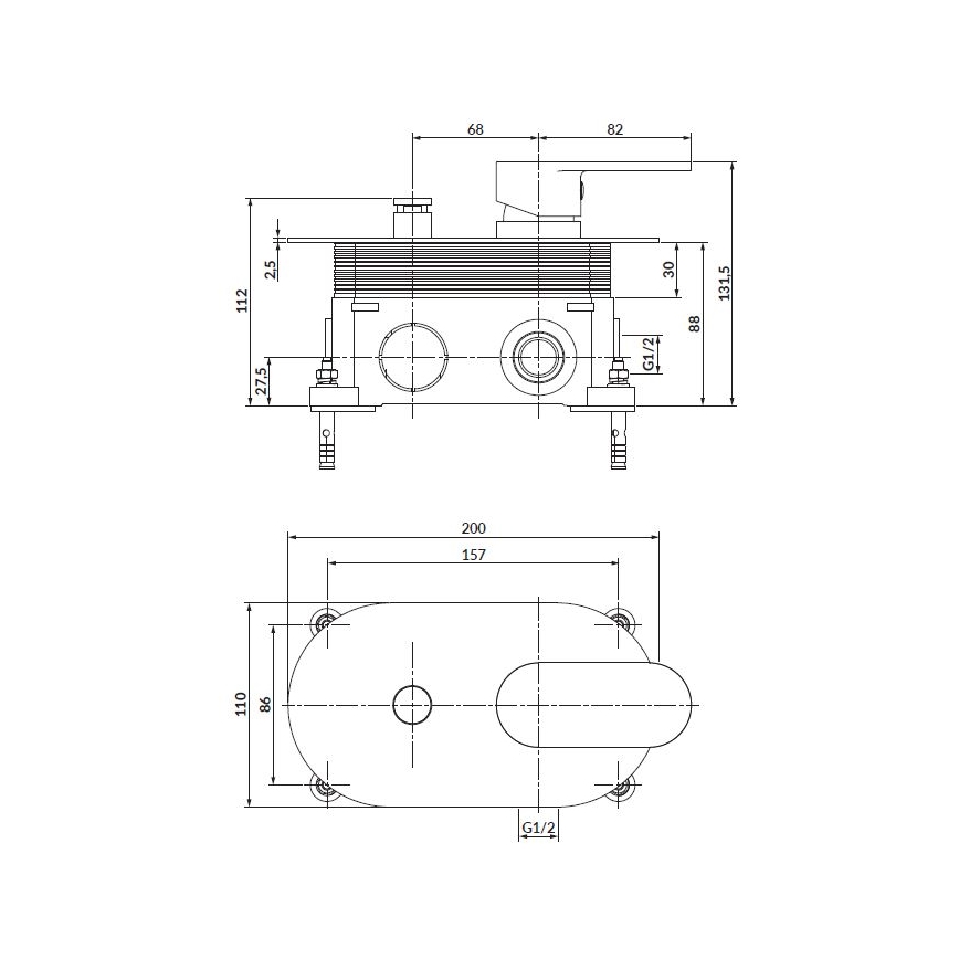 Cersanit S951-322 - Dushkran för dold installation CREA svart