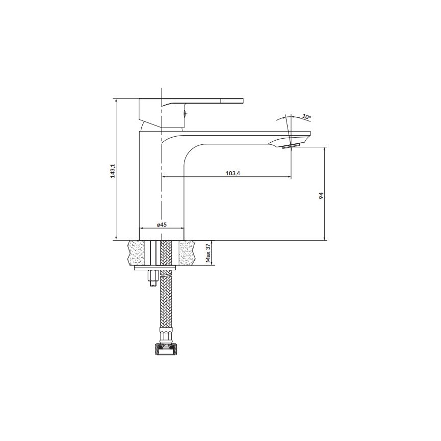 Cersanit S951-331 - Kran till handfat CREA 14,3 cm svart