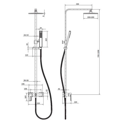 Cersanit S951-339 - Duschset MILLE blank krom