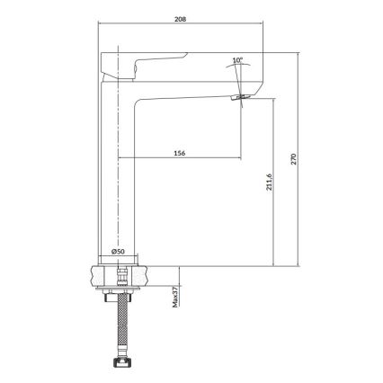 Cersanit S951-354 - Kran till handfat MILLE 27 cm skinande krom + avlopp