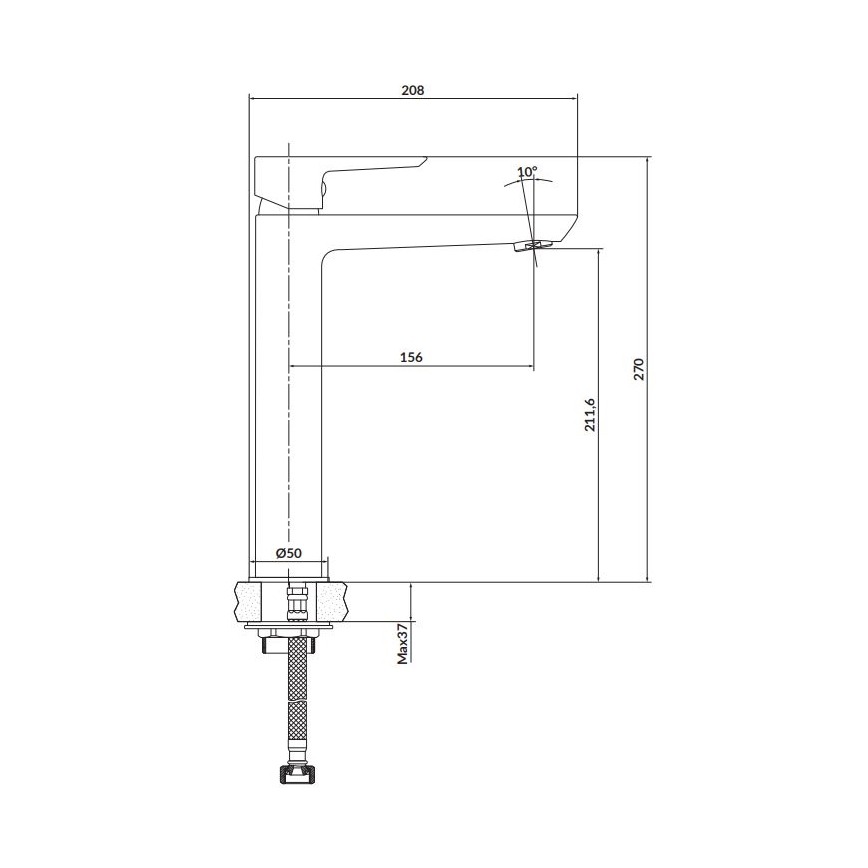Cersanit S951-354 - Kran till handfat MILLE 27 cm skinande krom + avlopp