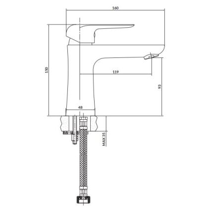 Cersanit S951-359 - Kran till handfat CITY 15 cm skinande krom