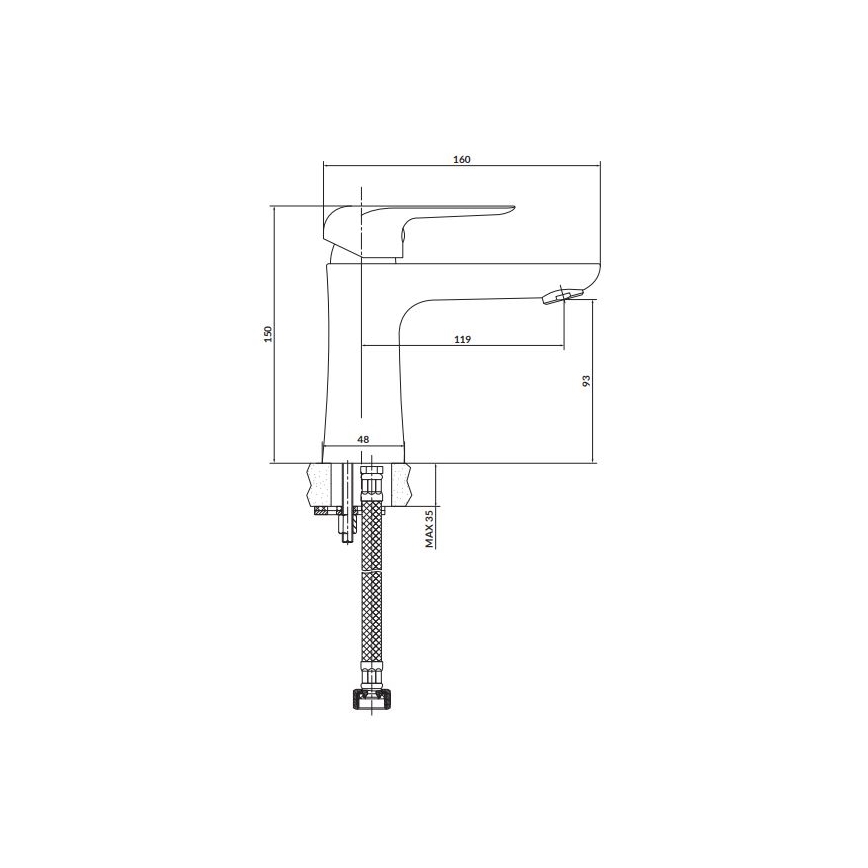 Cersanit S951-359 - Kran till handfat CITY 15 cm skinande krom