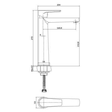 Cersanit S951-363 - Tvättställsblandare MODUO 27,2 cm blank krom