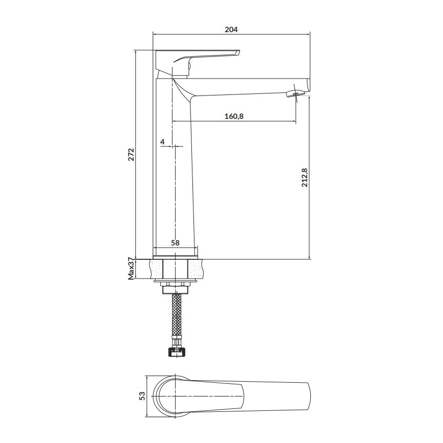 Cersanit S951-363 - Tvättställsblandare MODUO 27,2 cm blank krom