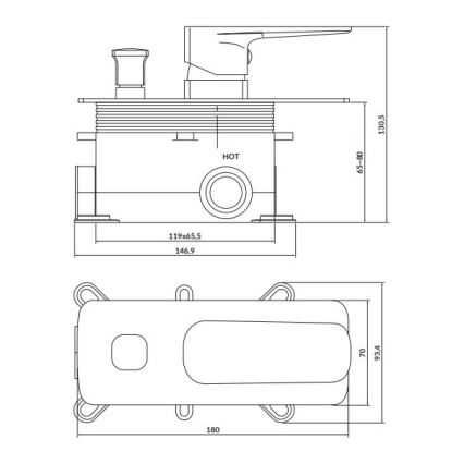 Cersanit S951-373 - Dushkran för dold installation LARGA svart