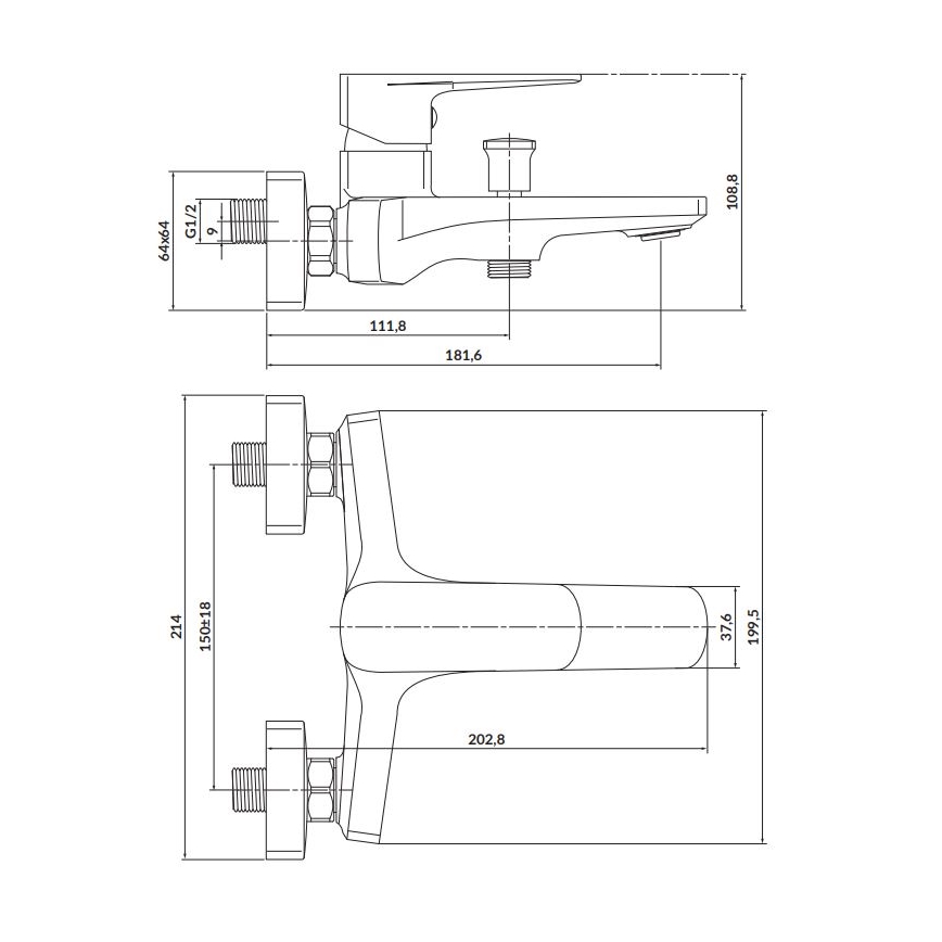 Cersanit S951-376 - Badkarsblandare LARGA svart