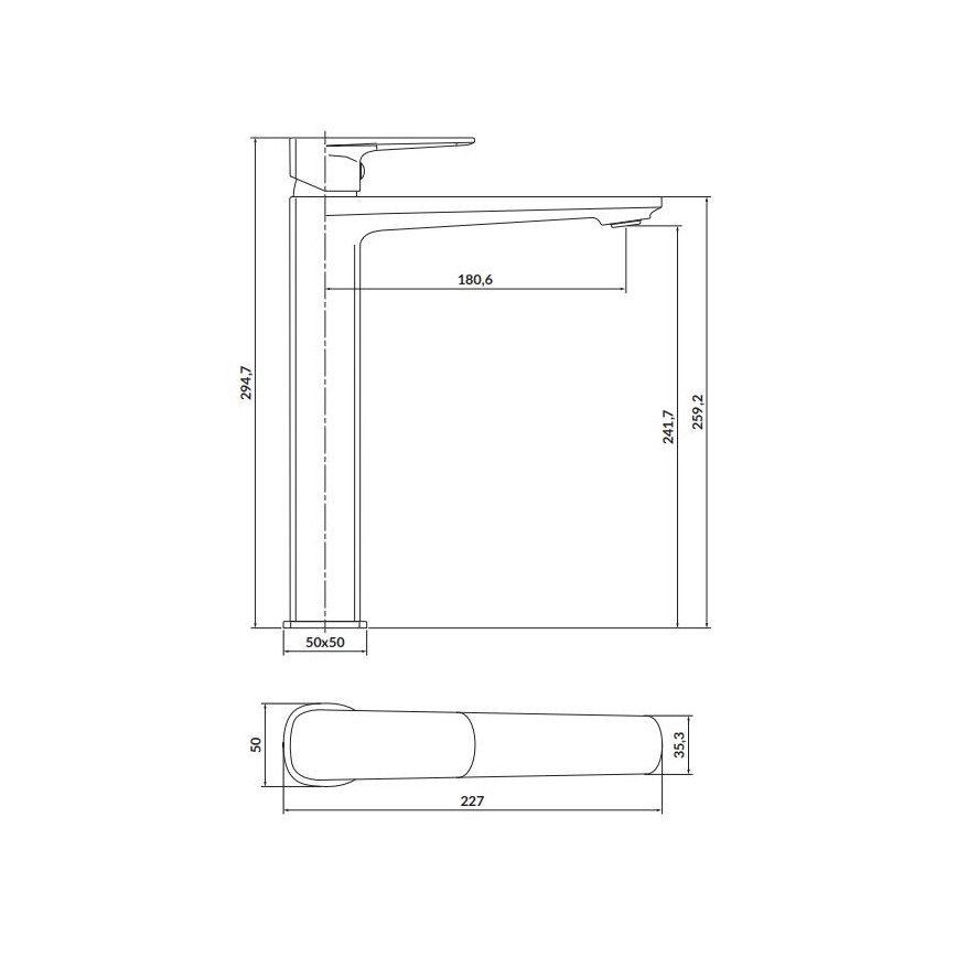 Cersanit S951-391 - Kran till handfat LARGA 29,5 cm svart