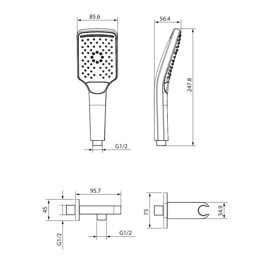 Cersanit S951-512 - Dusch set LARGA skinande krom