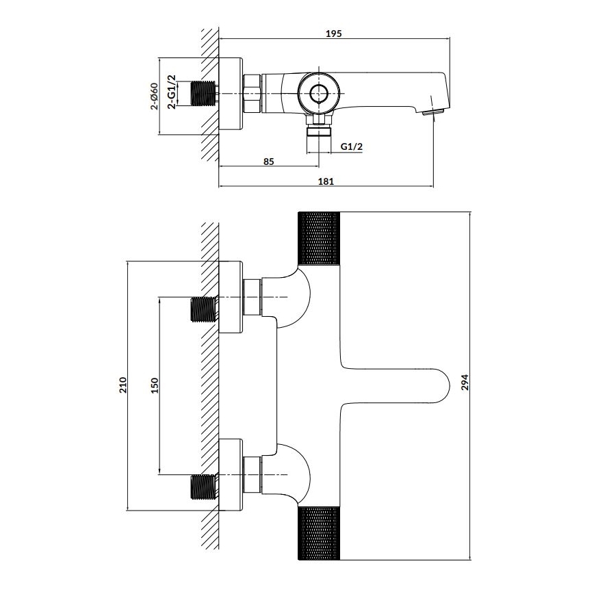 Cersanit S951-569 - Termostatblandare för badkar ZEN svart