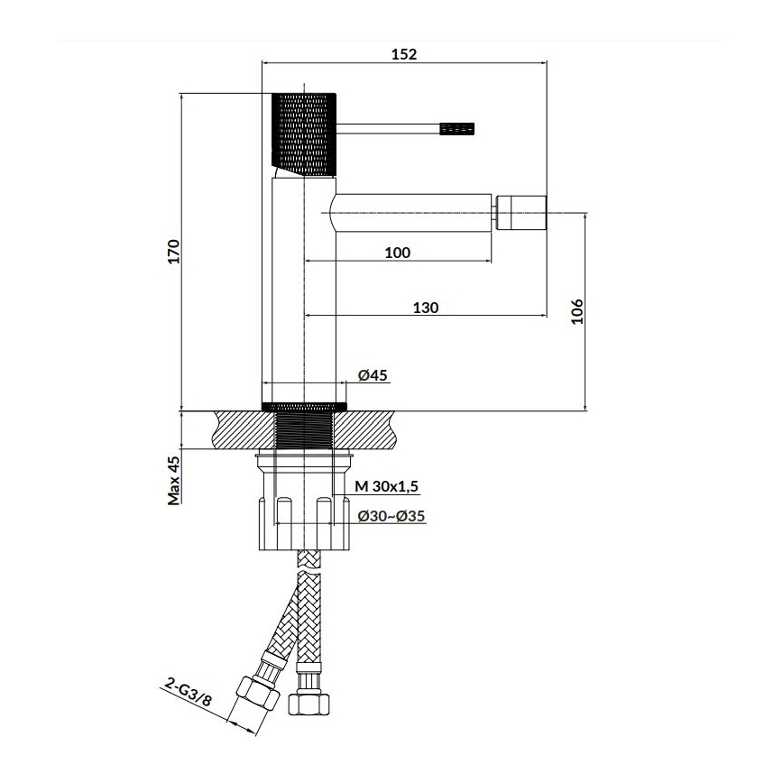Cersanit S951-576 - Kran till bidé ZEN svart