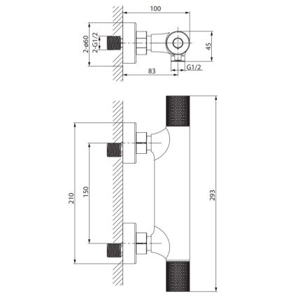 Cersanit S951-583 - Termostatisk duschkran ZEN svart