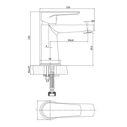 Cersanit S951-584 - Kran till handfat MODUO 15,2 cm svart