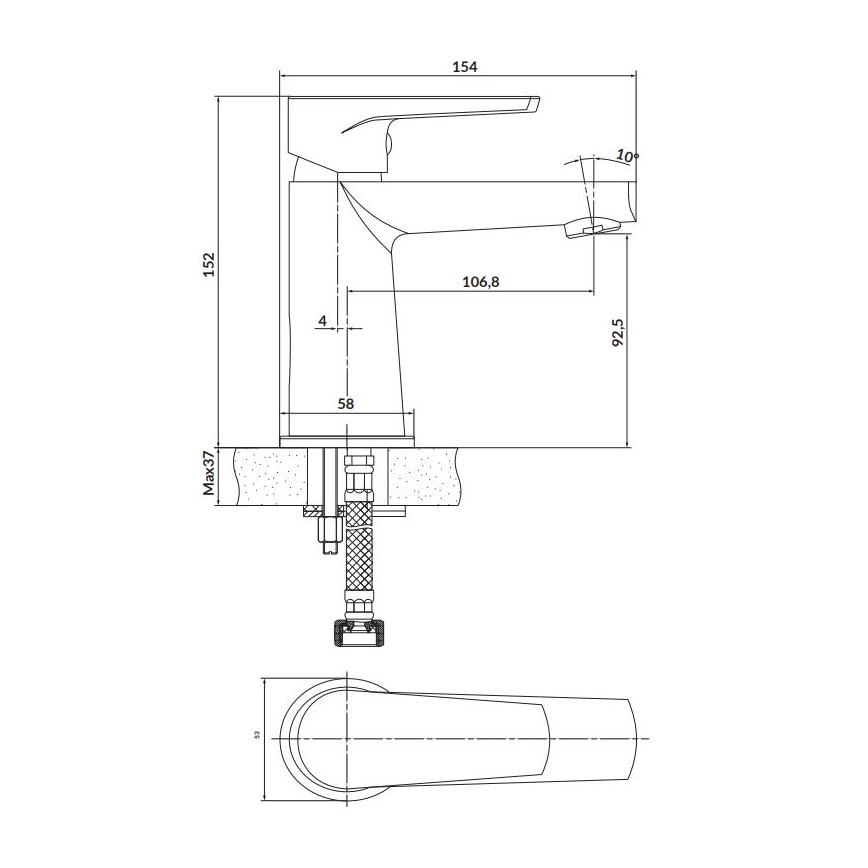 Cersanit S951-584 - Kran till handfat MODUO 15,2 cm svart