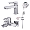 Cersanit S952-003 - Badkarsset med blandare + MILLE tvättställsblandare i blank krom