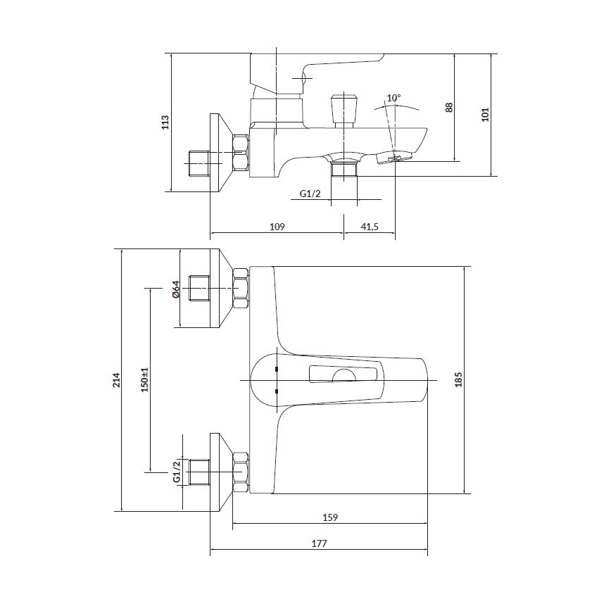 Cersanit S952-003 - Badkarsset med blandare + MILLE tvättställsblandare i blank krom