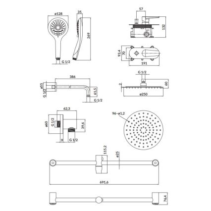 Cersanit S952-011 - Duschset med inbyggd blandare MODUO blank krom