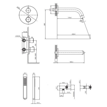 Cersanit S952-034 - Badkarsset med termostatisk inbyggd blandare ZEN i blank krom