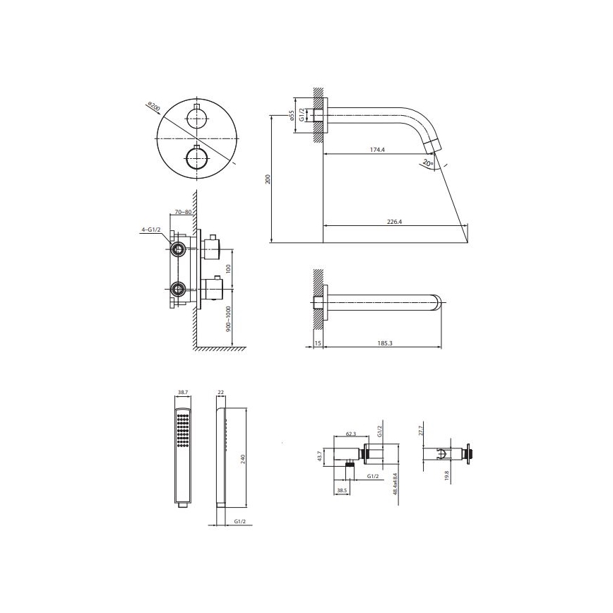 Cersanit S952-034 - Badkarsset med termostatisk inbyggd blandare ZEN i blank krom