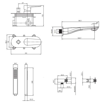 Cersanit S952-036 - Badkarsset med inbyggd blandare CITY blank krom