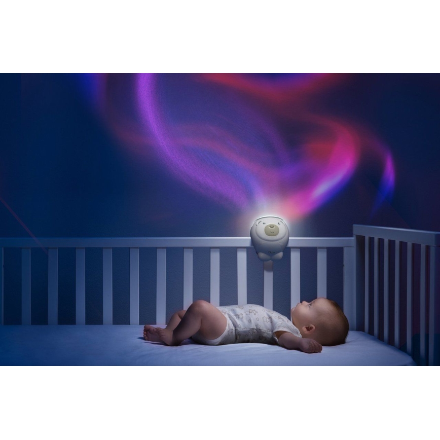 Chicco - Projektor för barn 2i1 POLAR BEAR 3xAA beige