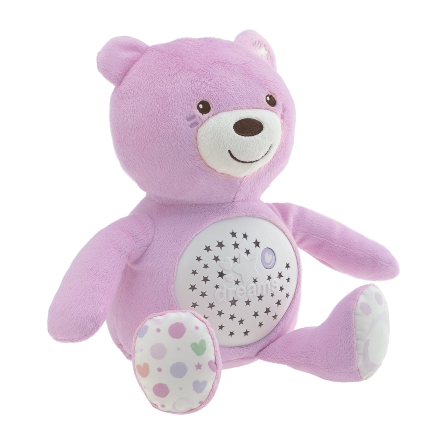 Chicco - Projektor med melodi BABY BEAR 3xAAA rosa