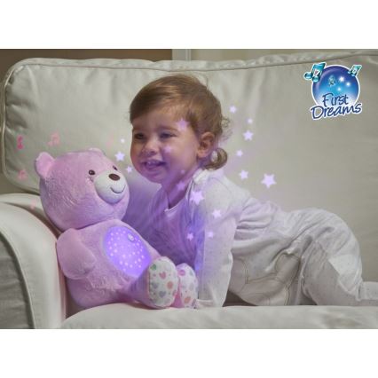 Chicco - Projektor med melodi BABY BEAR 3xAAA rosa
