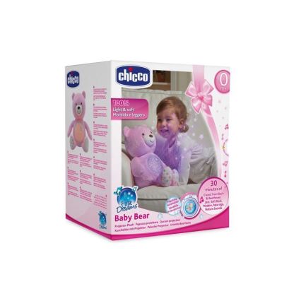 Chicco - Projektor med melodi BABY BEAR 3xAAA rosa