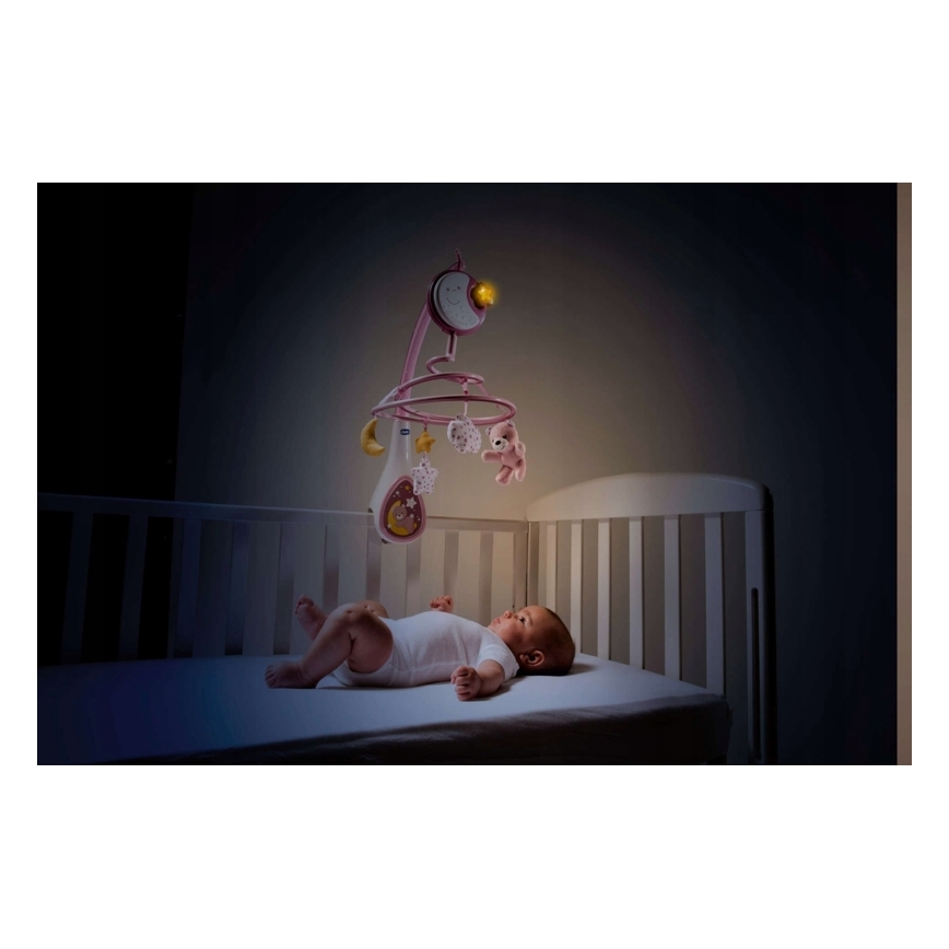 Chicco - Spjälsängsmobil med melodi 3i1 NEXT2DREAMS 3xAA rosa
