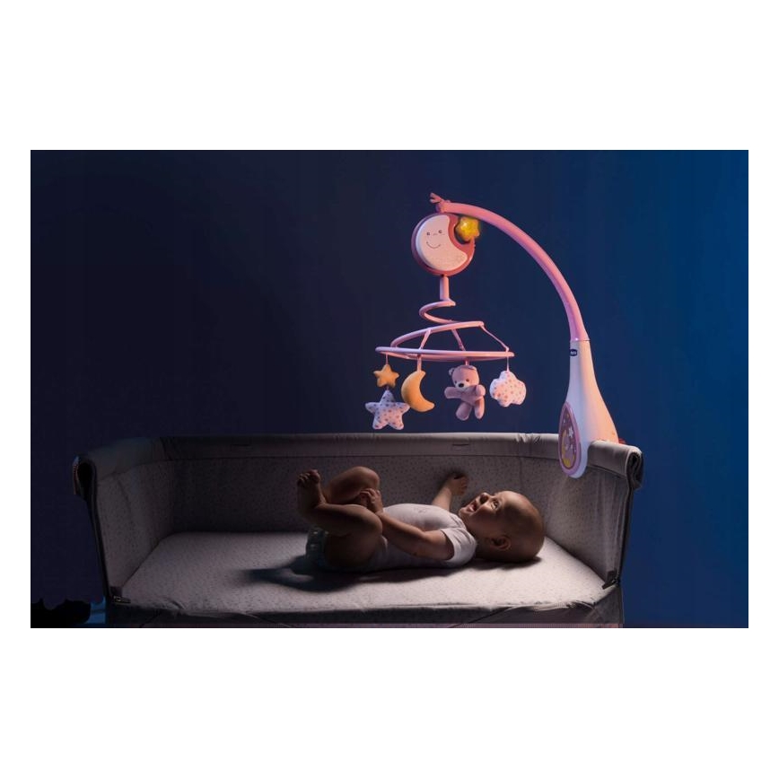 Chicco - Spjälsängsmobil med melodi 3i1 NEXT2DREAMS 3xAA rosa