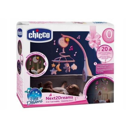 Chicco - Spjälsängsmobil med melodi 3i1 NEXT2DREAMS 3xAA rosa