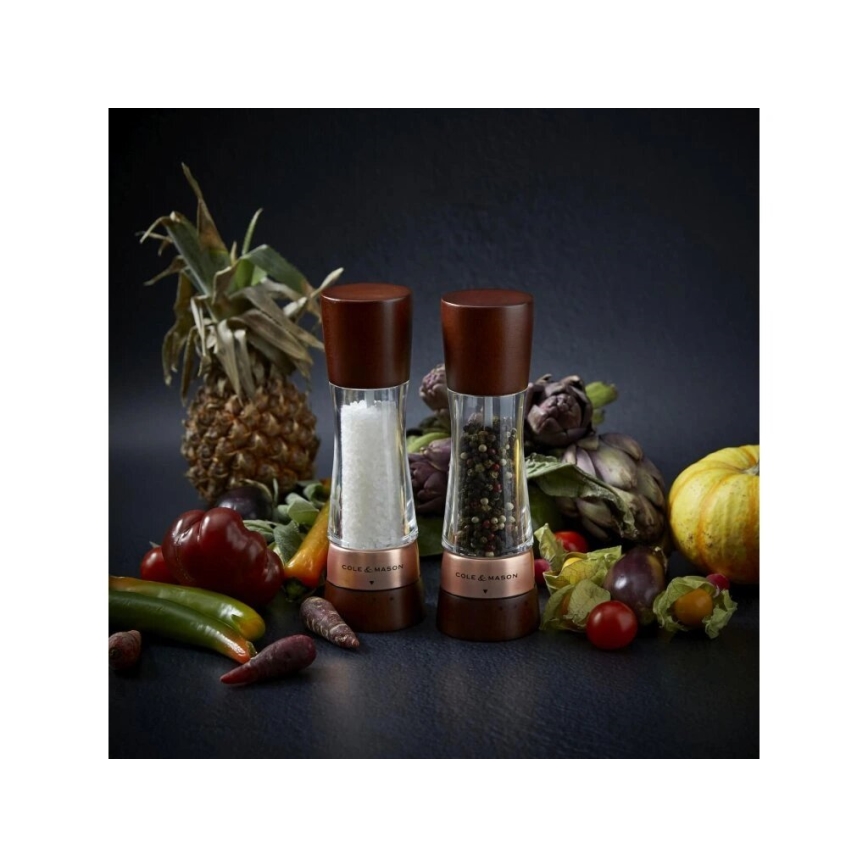 Cole&Mason - Set med saltkvarn och pepparkvarn DERWENT 2 delar 19 cm bok/brun