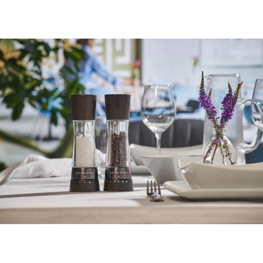 Cole&Mason - Set med saltkvarn och pepparkvarn DERWENT 2 delar 19 cm bok/svart