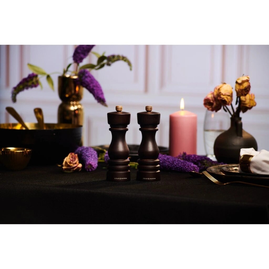 Cole&Mason - Set med saltkvarn och pepparkvarn LONDON 2 delar 22 cm bok/brun