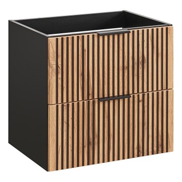 COMAD XILO BLACK WOTAN 82-60-D-2S - Tvättställskommod XILO 57 x 60,2 cm, svart/Wotan-ek