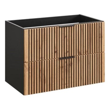 COMAD XILO BLACK WOTAN 82-80-D-2S - Tvättställsskåp XILO 57x80,2 cm svart/wotan-ek