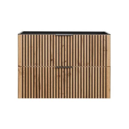 COMAD XILO BLACK WOTAN 82-80-D-2S - Tvättställsskåp XILO 57x80,2 cm svart/wotan-ek