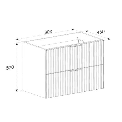 COMAD XILO BLACK WOTAN 82-80-D-2S - Tvättställsskåp XILO 57x80,2 cm svart/wotan-ek