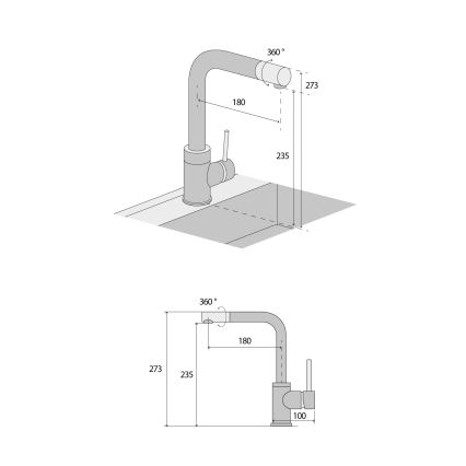 Concept BDG4327BC - Köksblandare 27,3 cm granit/svart